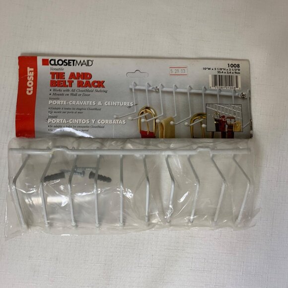 ClosetMaid Versatile Tie & Belt Rack 10"W x 3 1/2"H x 1 3/4"D - Picture 1 of 5